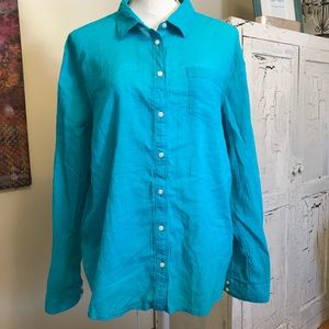 Lightweight teal button down